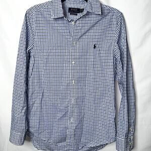 Polo Ralph Lauren Boys Size XL Blue White Check Long Sleeve Button Up Shirt